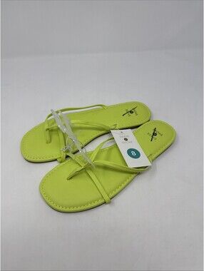 Shade & Shore Womens Neon yellow Thin Strap Thong Sandals Size 8 Flip Flop